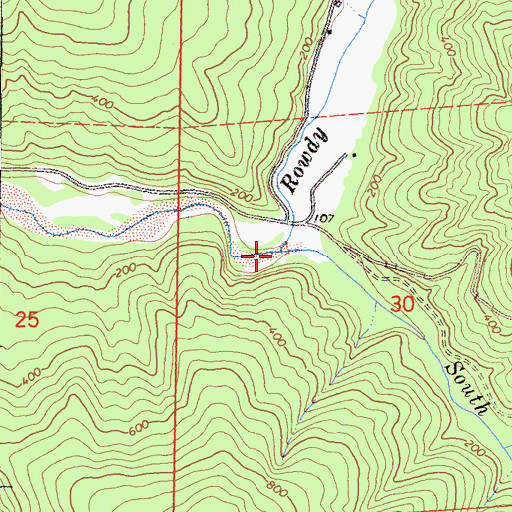 Topographic Map of South Fork Rowdy Creek, CA