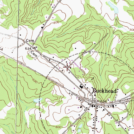 Topographic Map of Buckhead Town Office, GA