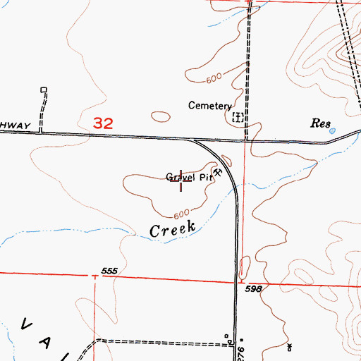 Topographic Map of Brown Borrow Pit, CA