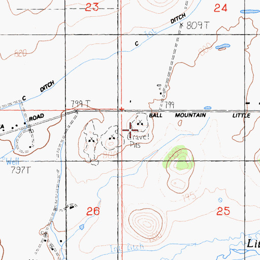 Topographic Map of Brown Quarry, CA