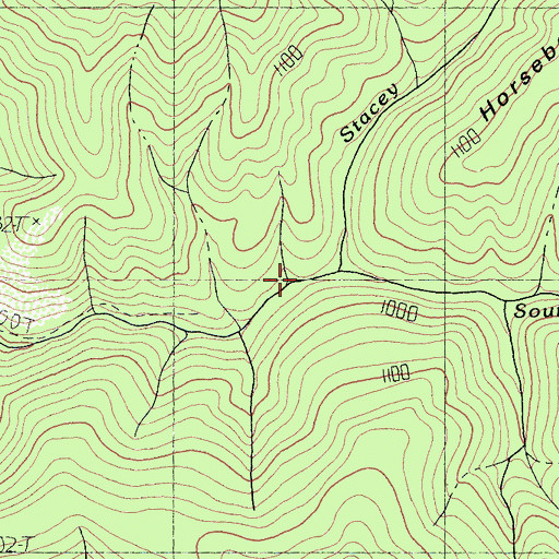 Topographic Map of South Fork Stacey Creek, CA