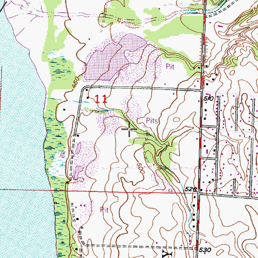 Topographic Map of Powley Gravel Pit, IL