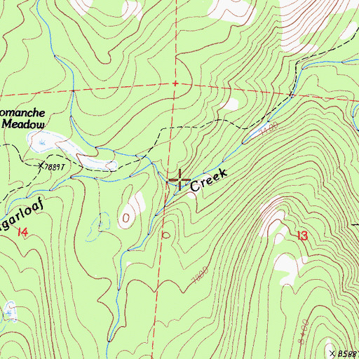 Topographic Map of South Fork Sugarloaf Creek, CA