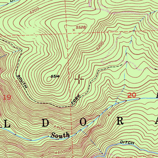Topographic Map of South Fork Trail, CA