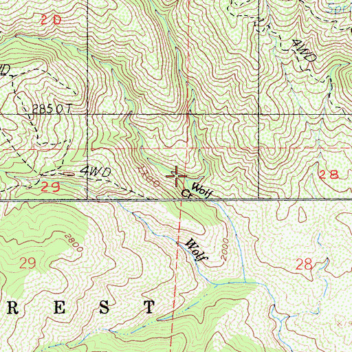 Topographic Map of South Fork Wolf Creek, CA