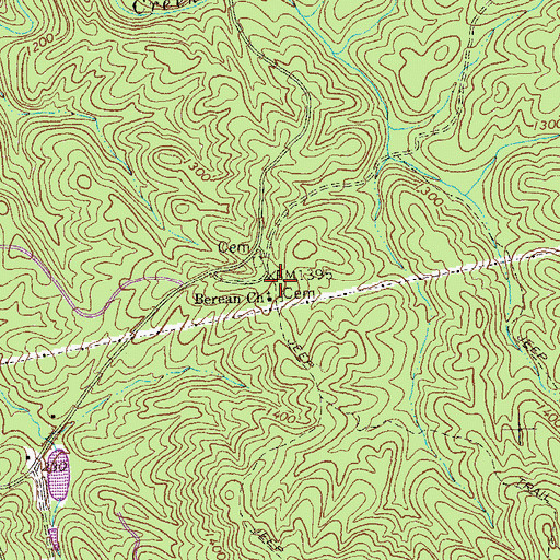 Topographic Map of Berean Baptist Church Cemetery, GA