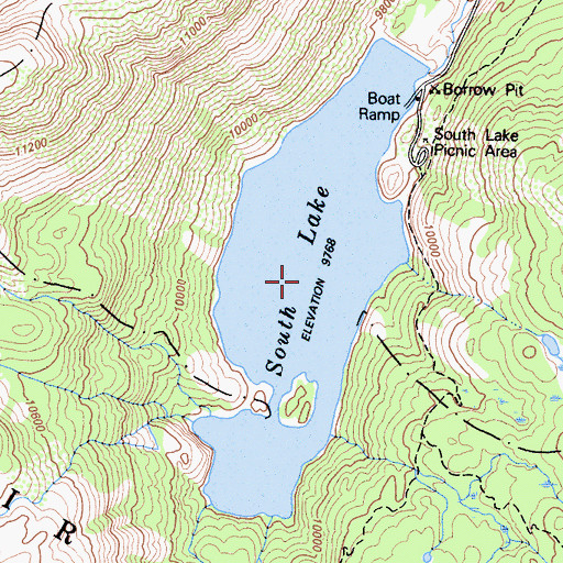 Topographic Map of South Lake, CA