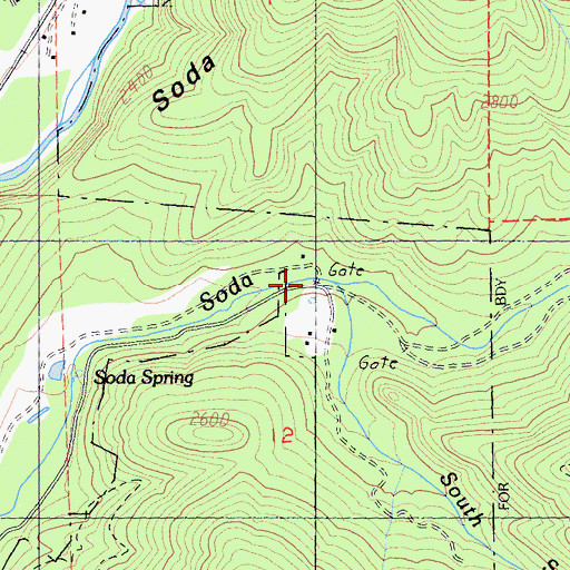 Topographic Map of South Soda Creek, CA