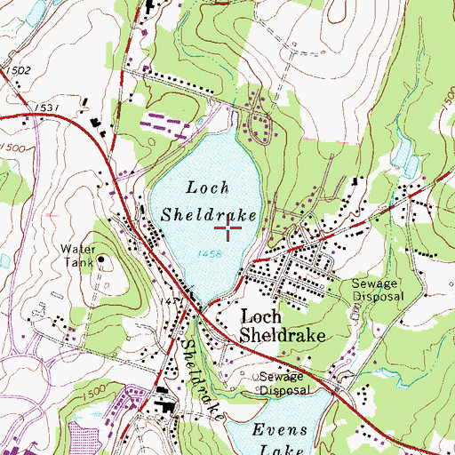 Topographic Map of Loch Sheldrake Census Designated Place, NY