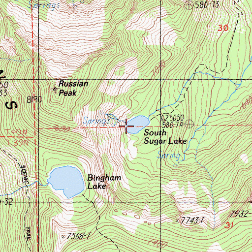 Topographic Map of South Sugar Lake, CA
