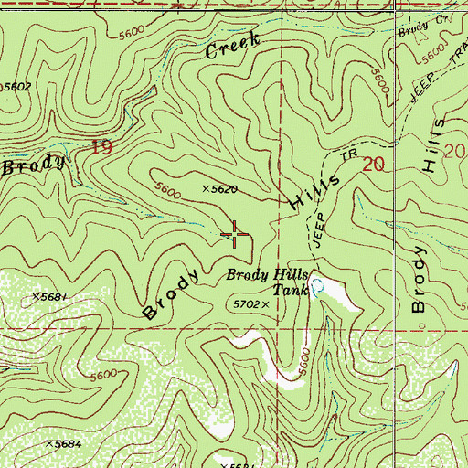 Topographic Map of Brody Hills, AZ