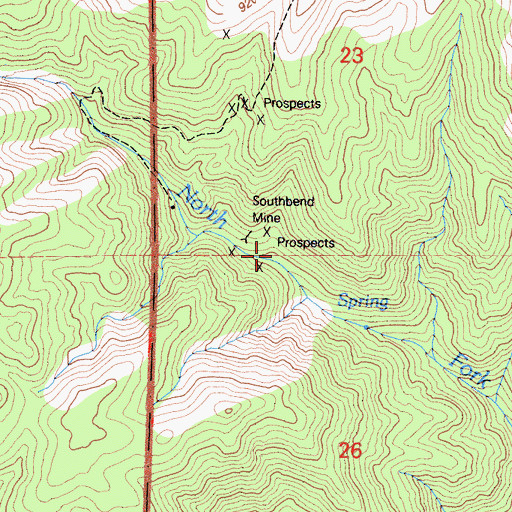 Topographic Map of Southbend Mine, CA