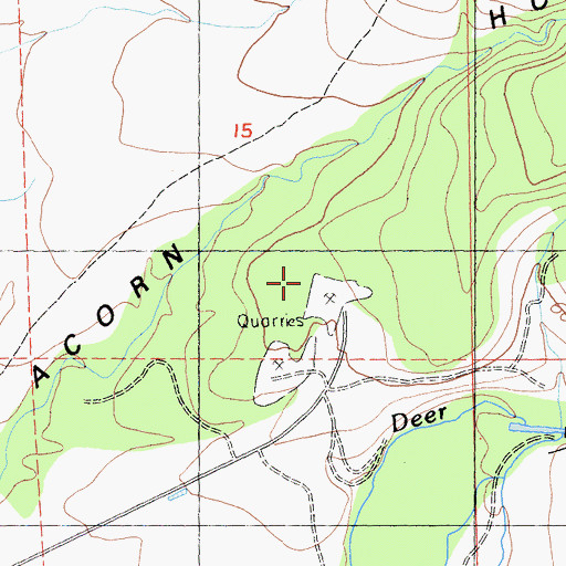 Topographic Map of Carmichael Rock Quarry, CA