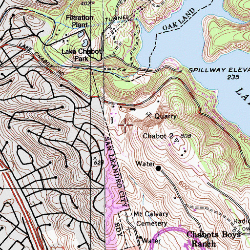 Topographic Map of Chabot Quarry, CA