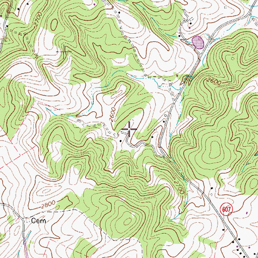 Topographic Map of Meadow Creek Dairy, VA