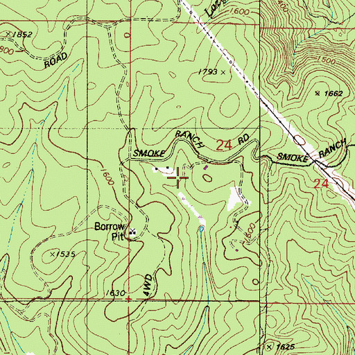 Topographic Map of Smoke Ranch, OR