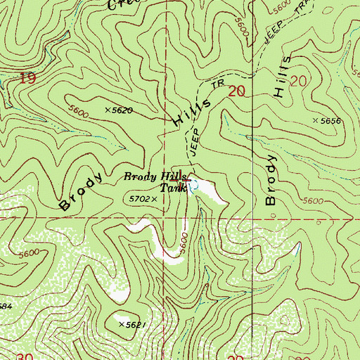 Topographic Map of Brody Hills Tank, AZ