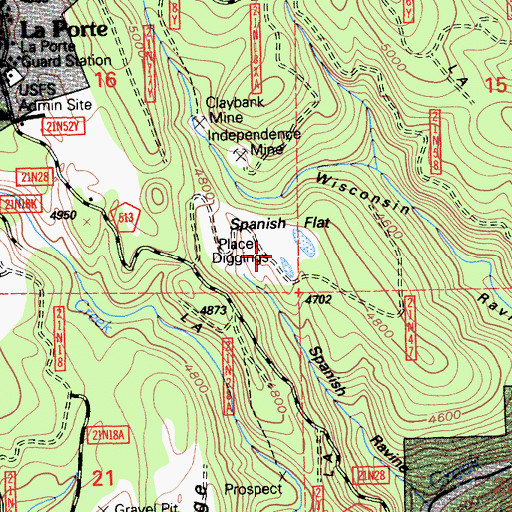 Topographic Map of Spanish Flat, CA