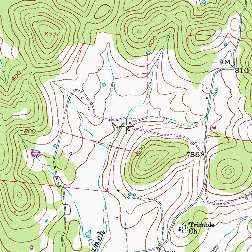 Topographic Map of Stonewall Airpark, TN