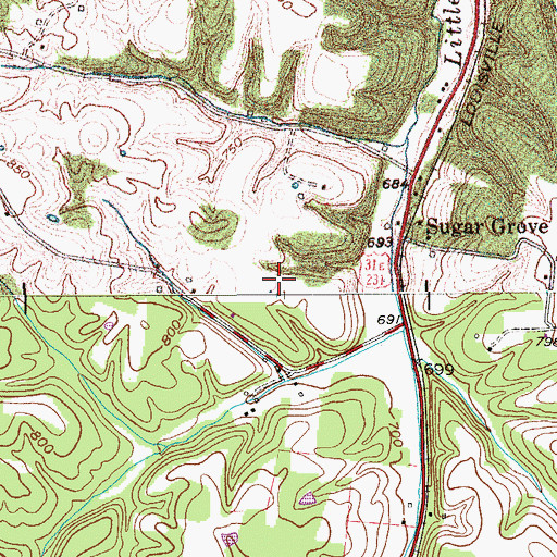 Topographic Map of Sugar Grove Airport, TN