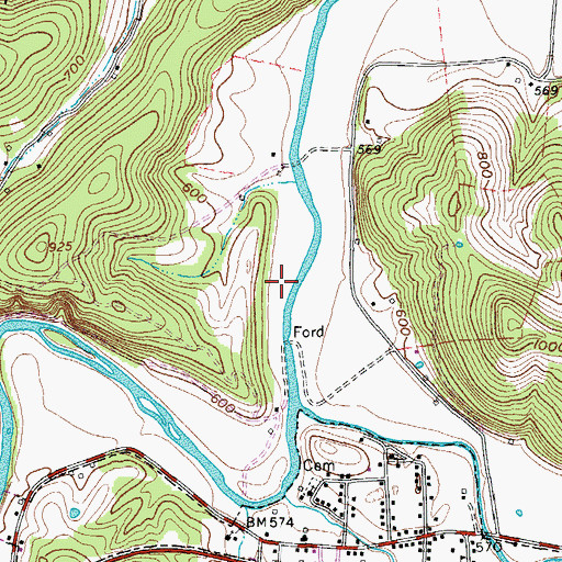 Topographic Map of Soggy Bottom Airport, TN