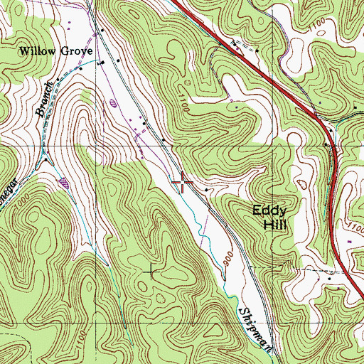 Topographic Map of The Aviation Valley Airport, TN