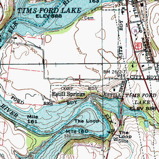 Topographic Map of Myers-Smith Airport, TN