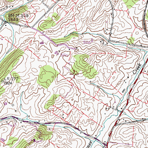 Topographic Map of Center Field, TN