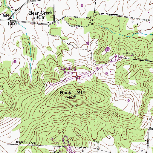 Topographic Map of Schiff Airport, TN