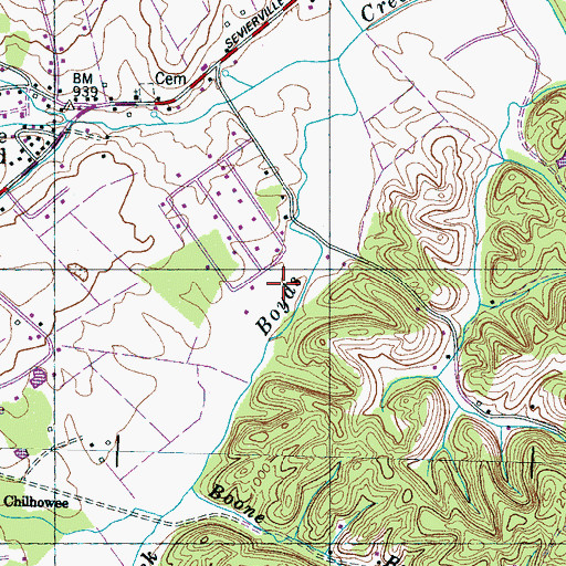 Topographic Map of Kenner Farm Airport, TN