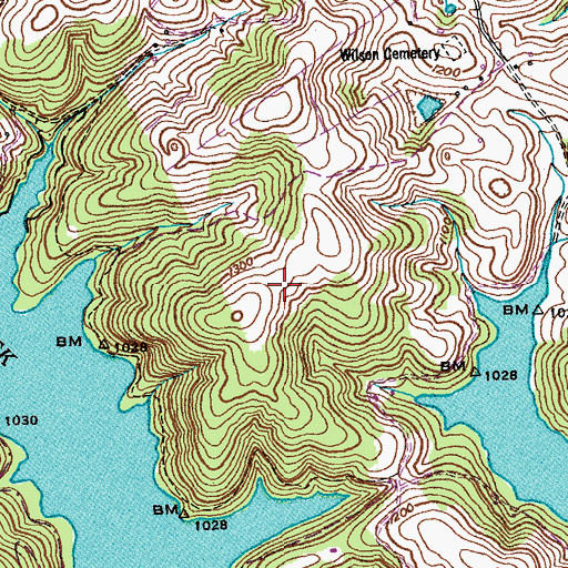 Topographic Map of Deerfield Resort Airport, TN