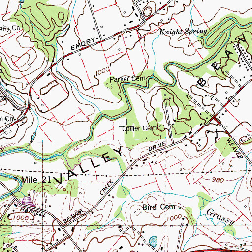 Topographic Map of Robertson Farm Airport, TN