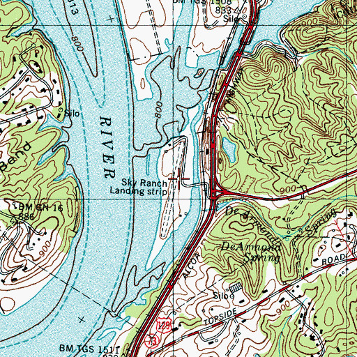 Topographic Map of Sky Ranch Airport, TN