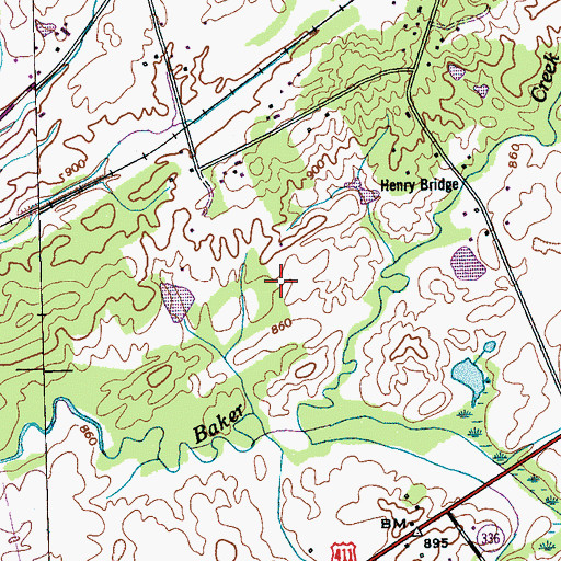 Topographic Map of McGraw's Backyard Airport, TN