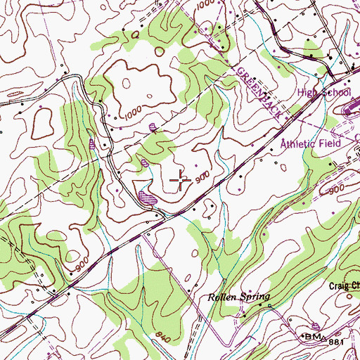 Topographic Map of Village Airport, TN