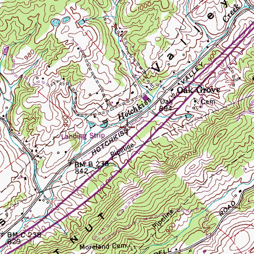 Topographic Map of Will A Hildreth Farm Airport, TN