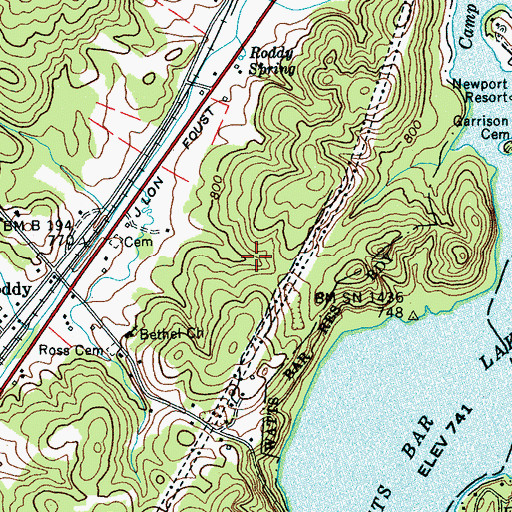 Topographic Map of 100 Aker Wood Airport, TN