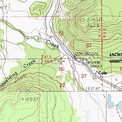 Topographic Map of Spaulding Creek, CA