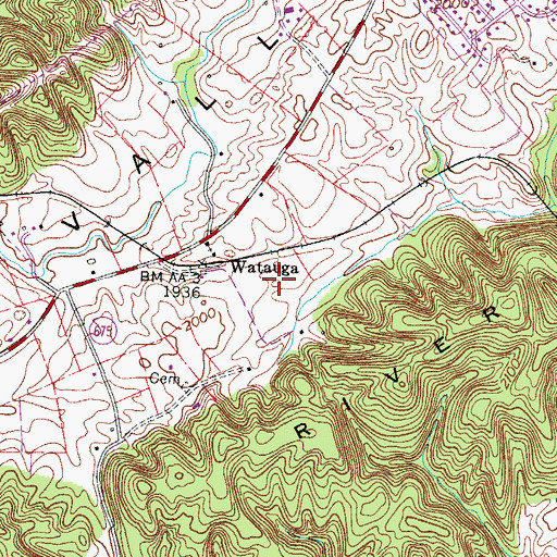 Topographic Map of Old South Aerodrome, VA