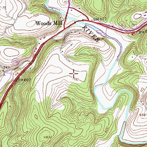 Topographic Map of Woodridge Field, VA