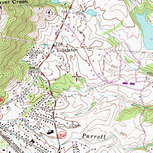 Topographic Map of Cottonwood Farm Airport, VA