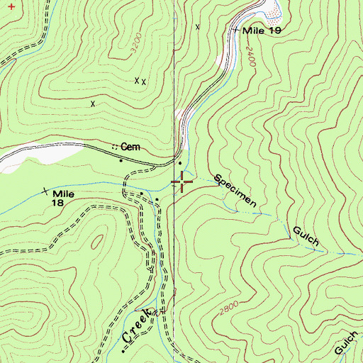 Topographic Map of Specimen Gulch, CA