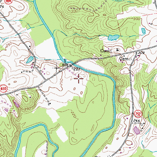 Topographic Map of Holly Springs Airport, VA