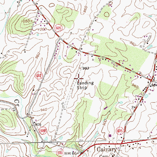 Topographic Map of Burner Airport, VA