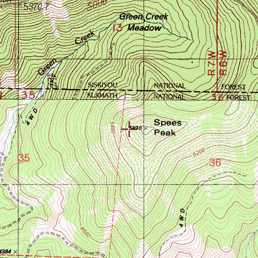 Topographic Map of Spees Peak, CA