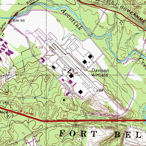 Topographic Map of Davison Army Airfield, VA