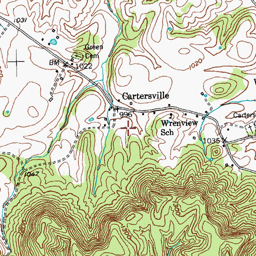 Topographic Map of Cartersville Airport, KY