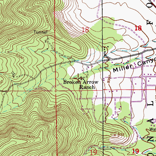 Topographic Map of Broken Arrow Ranch, AZ