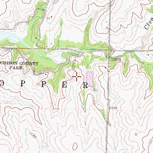 Topographic Map of Bent Nail Ranch Airport, KS