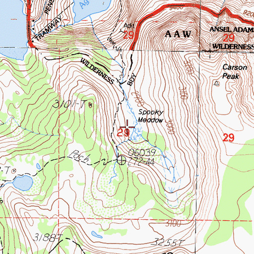 Topographic Map of Spooky Meadow, CA